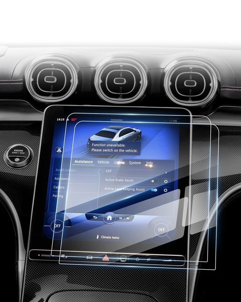 Karltys [Upgrade] 2 Pack 11.9-Inch Screen Protector for 2022~ 2025 Mercedes Benz C Class C250 C300/2023 ~ 2025 GLC 300 [Military-Grade Sturdy] [No Glare & Fingerprint] Touchscreen 9H Tempered Glass Navigation Radio Screen Cover - Image 1